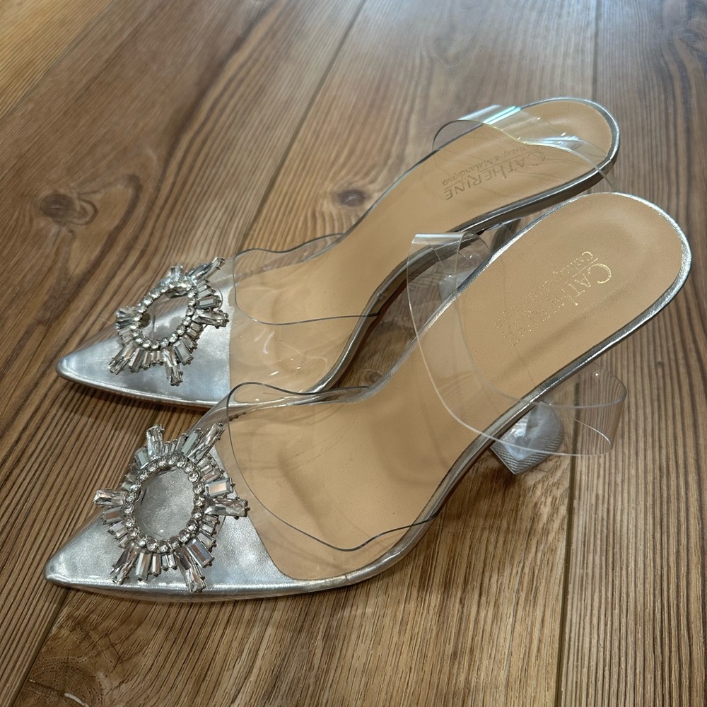 Catherine Malandrino crystal clear pointed toe heels NEW